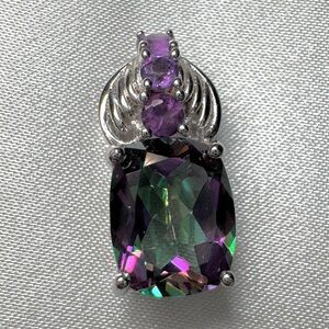 Mystic Fire® Green Topaz Rhodium Pendant